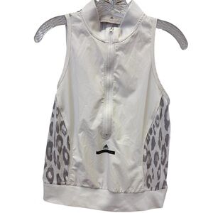 Adidas Stella McCartney White w/leopard print  sleeveless zip up top - Size M